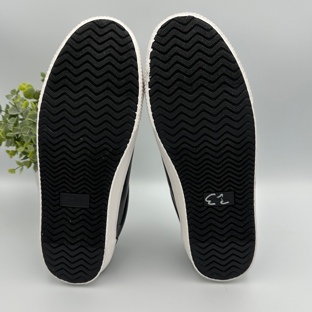 Toms Men's Carlson Black White Leather Shoes Sneakers Size 8 - Picture 9 of 11